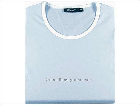 Hanes T-shirt Ringer BeauTy, Aqua Blue/WH