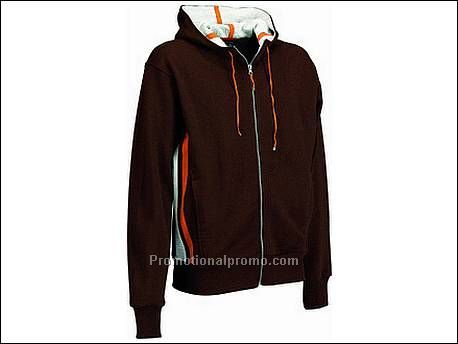 Hooded full zip sweater stripes. YKK44590..