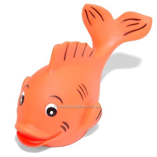 Rubber Fish - Rubber Gold Fish, PVC Rubber, 3 1/2"L x 3 1/2"H x 3"W