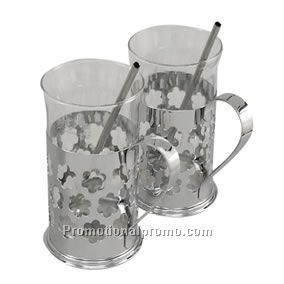 STAINLESS STEEL/GLASS FLOWER MUG