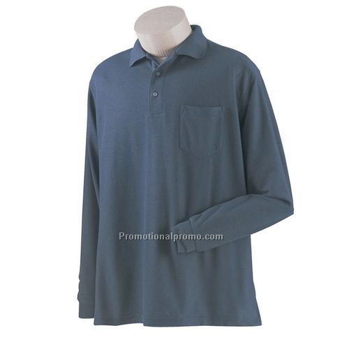 Sport Shirt - Port Authority Silk Touch Long Sleeve Sport Shirt with Pocket, Polyester / Cotton, 5 oz.