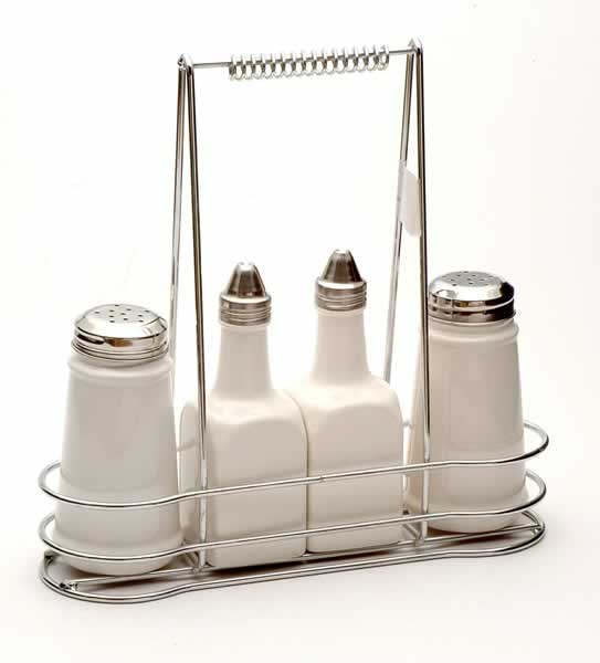 cruet set with metal stand
  
   
     
    