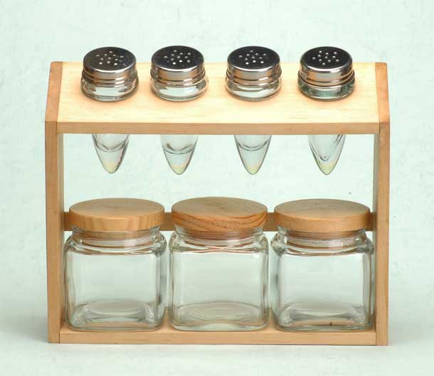 cruet set with wood stand
  
   
     
    
