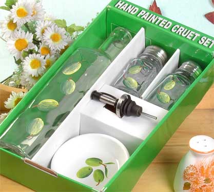 hand painted cruet set with display tray
  
   
     
    