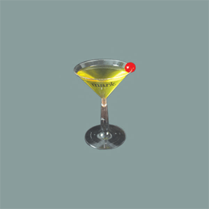 Clear plastic martini glass