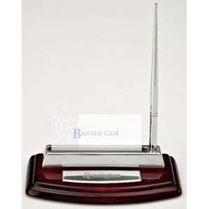 Wood base bus card holder & pen stand