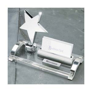 RADIANTE CRYSTAL AND SILVER STAR BUSINESS CARD HOLDER