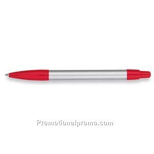 Paper Mate Tempo Silver Barrel/Red Trim Ball Pen