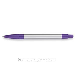Paper Mate Tempo Silver Barrel/Purple Trim Ball Pen