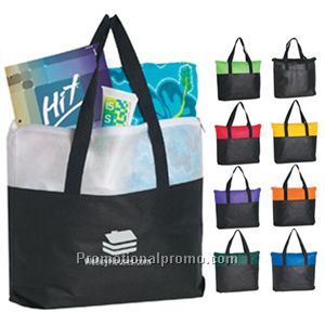 Non-Woven Two Tone Zippered Tote