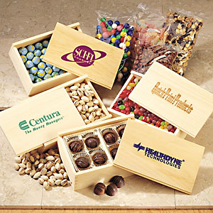 Wooden box with truffles