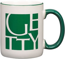 12 oz mug with colored rim & handle
