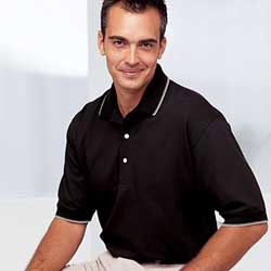 Outer Banks Active Pinpoint Pique Polo with Stripe Trim