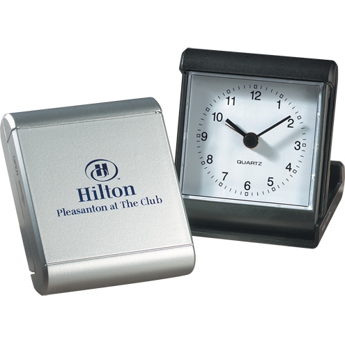 Slide top travel alarm clock