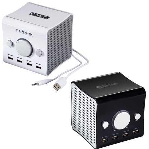 Icon Cubite Speaker and 4-port USB Hub (Black)