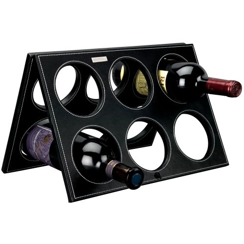 Faux Leather 6 Bottle Wine Stand