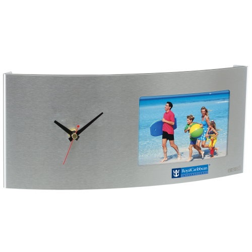 Stainless Steel Curved Picture Frame & Clock
