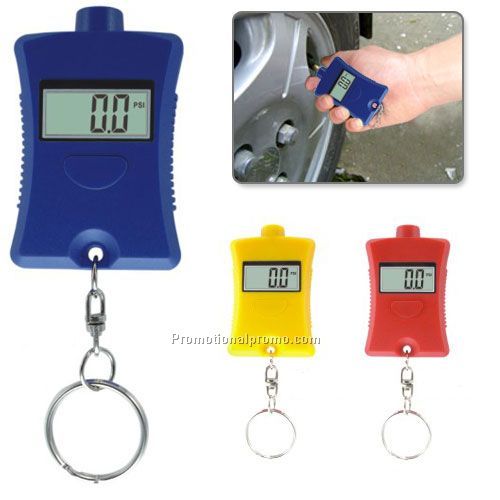 Digital tire pressure gauge keychain