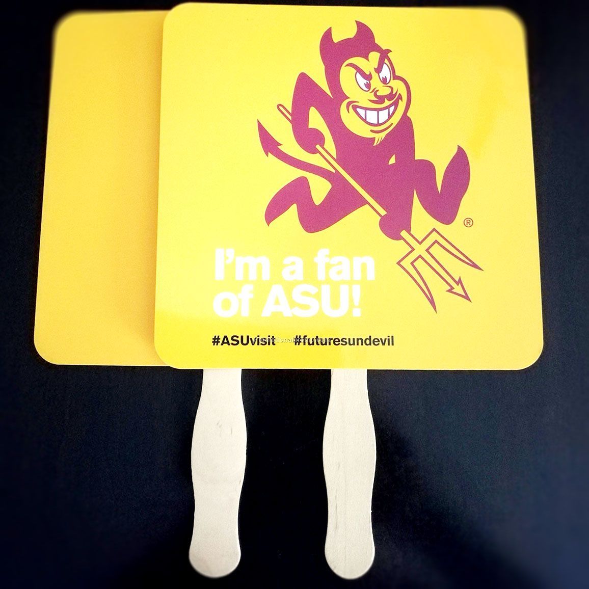 Wood handle paper fan