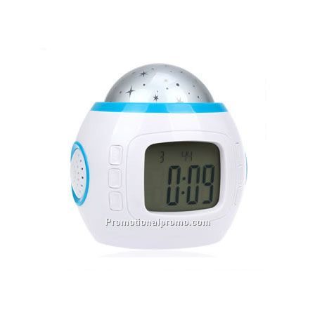 LED Music Sky Projection with Alarm Clock and Calendar Thermometer