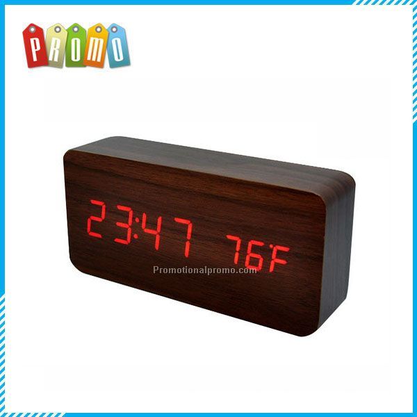 Genuine Wood LED Calendar Clock