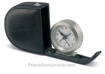 Alarm clock in leather pouch