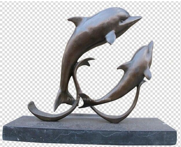 Bronzed Metal Patina  Under Sea Life Sculpture-Delphinus delphis