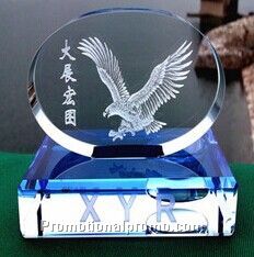 Crystal Eagle W Base (Silver Medallion)