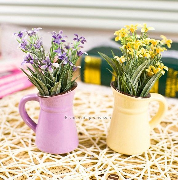 One pair artificial flower, creative mini flower with pot