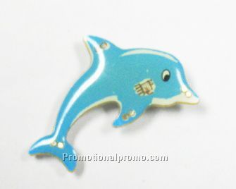 LED Light-Up Badge - Blue Dolphin