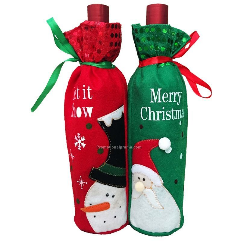 Red Wine Bottle Cover Bags Christmas Dinner Table Decoration