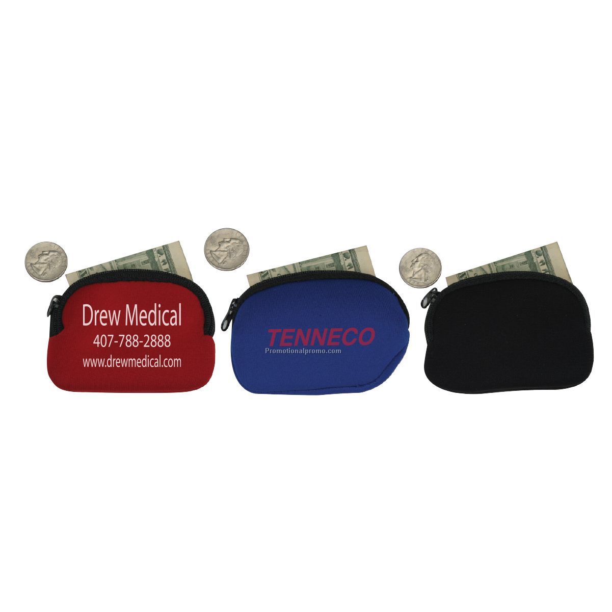 4MM neoprene zippered coin pouch for kids.  4" L x 3" W