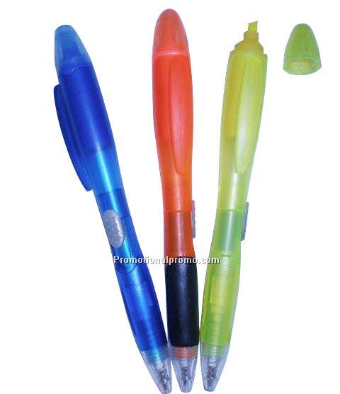 Plastic Ballpoint Pen with Highlighter