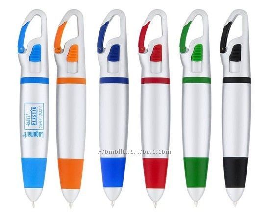 Slim plastic carabiner pen