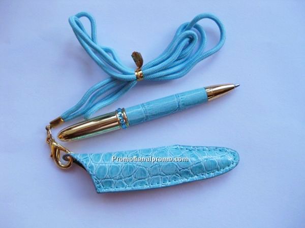 Bule buniess ballpoint pen with rope and pu bag