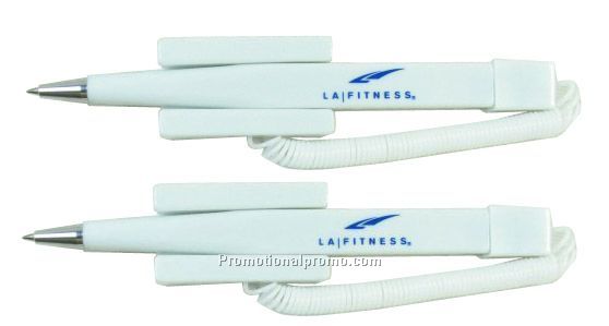 Ballpoint pen attached to a stretch coil holder / Desktop Pen