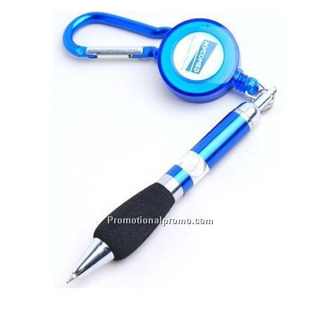 Ballpoint Pen with Carabiner and badge Holder