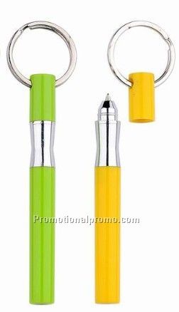 Cheap plastic ballpen with keyring