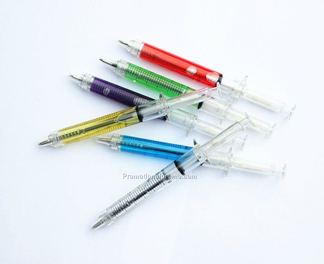 ball pen with press mechanism like a injection