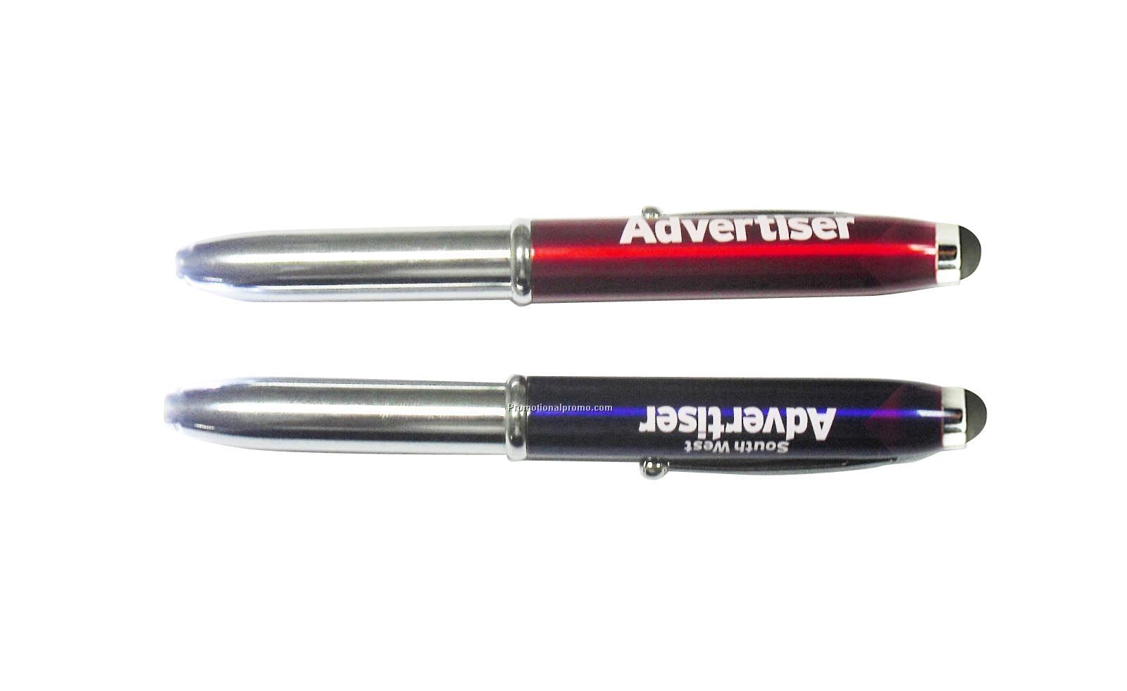 3-in-1 Stylus pen with capacitance tip, led torch and ballpoint pen