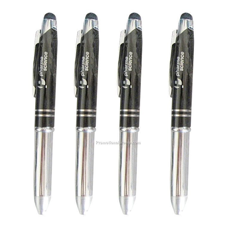 3-in-1 Stylus pen with capacitance tip, led torch and ballpoint pen