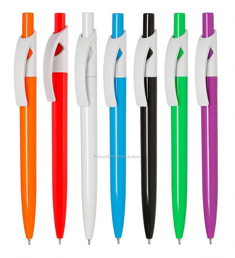 Plastic ballpoint pen with different color