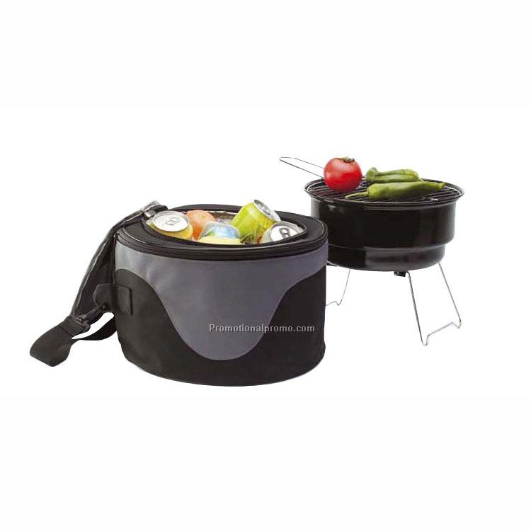 Picnic Charcoal Grill Set With Cooler Tote Bag