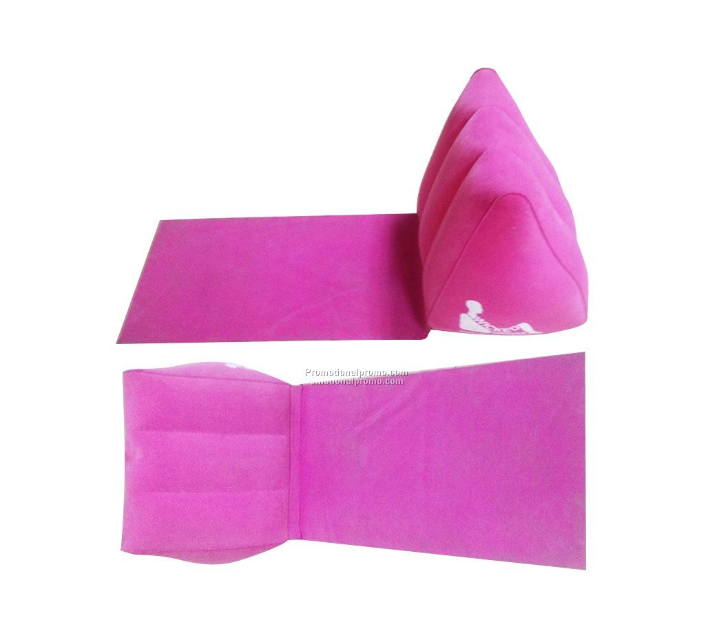 Inflatable medge beach cushion. Inflatable flock PVC beach cushion