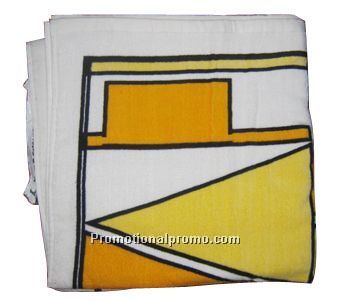 White and Yellow Stripe Beach Towel