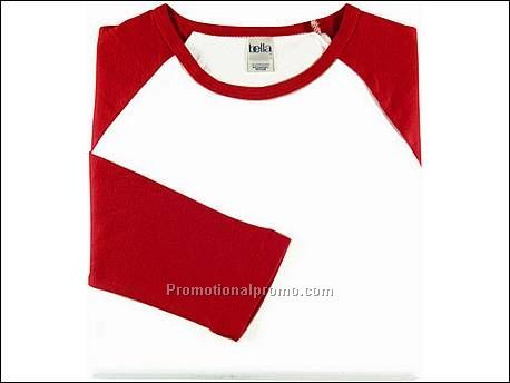 Bella T-sh Raglan 3/4 Sleeve, White/Red