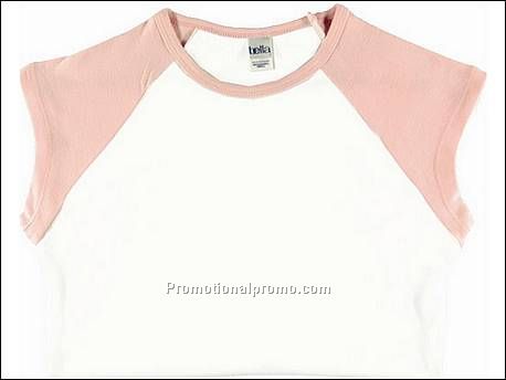 Bella T-sh Raglan Cap Sleeve, White/Pink