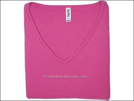 Bella T-sh Sheer rib V-neck, Berry