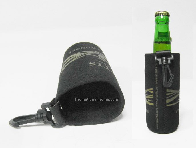 Neoprene Bottle Holder with Clip; Promotional bottle holder
