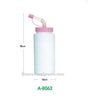 Water bottle with straw